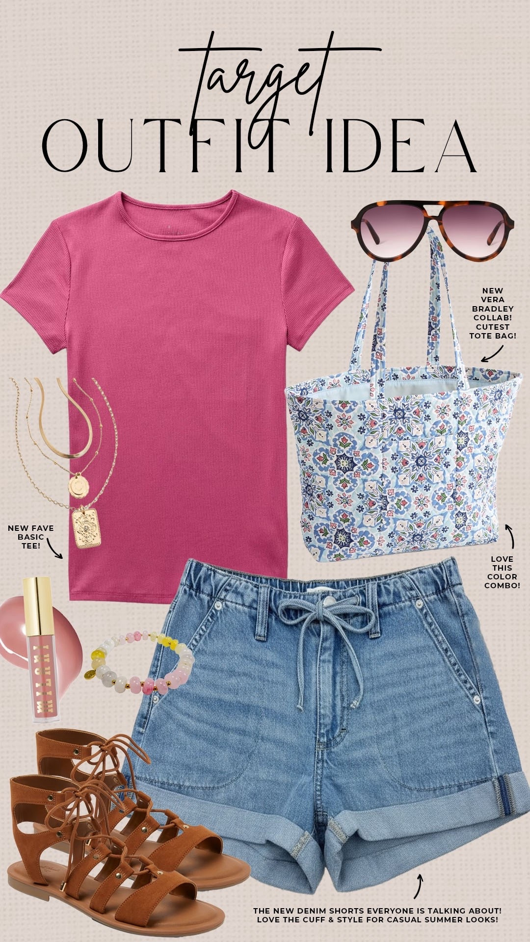 Casual cute spring and summer outfit idea from Target!

#targetfinds

Target finds. Target fashion. Target new arrivals. Target ribbed tee. Target denim shorts. Target x Vera Bradley. Trendy spring style  

#LTKSeasonal #LTKootd #LTKdayinmylife