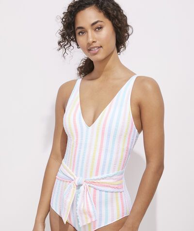 Seersucker Stripe Tie-Waist One-Piece | vineyard vines