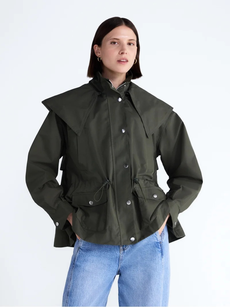 Free Assembly Women's and Women's Plus Cinched Utility Jacket with Hood, Sizes XS-4X | Walmart (US)