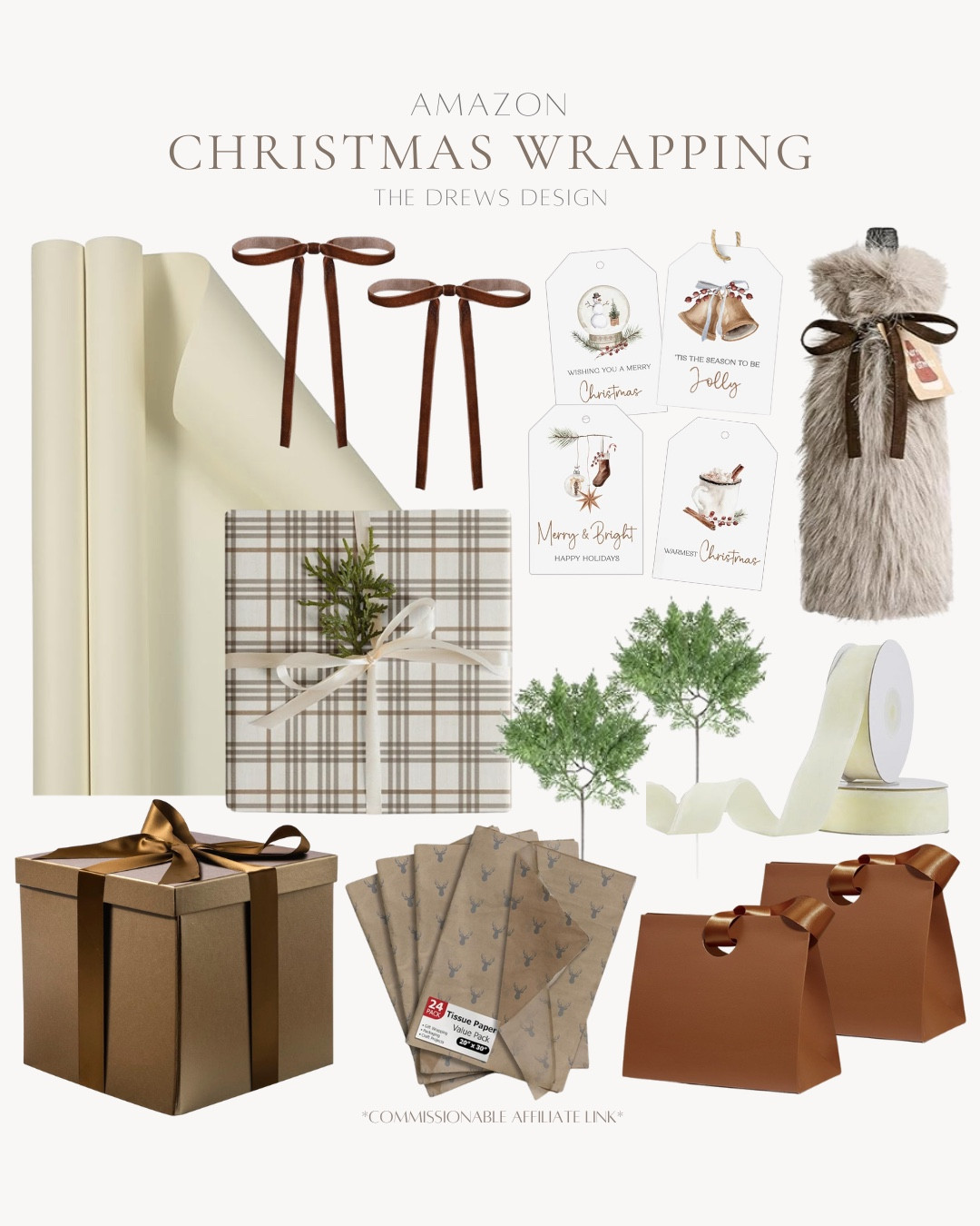 Amazon Christmas wrapping includes wrapping paper, bows, gift tags, wine bottle holder, gift boxes, gift bags, tissue paper, ribbon, and greenery stems.

Wrapping, holiday gifts, Christmas wrapping

#LTKSeasonal #LTKFindsUnder50 #LTKHoliday