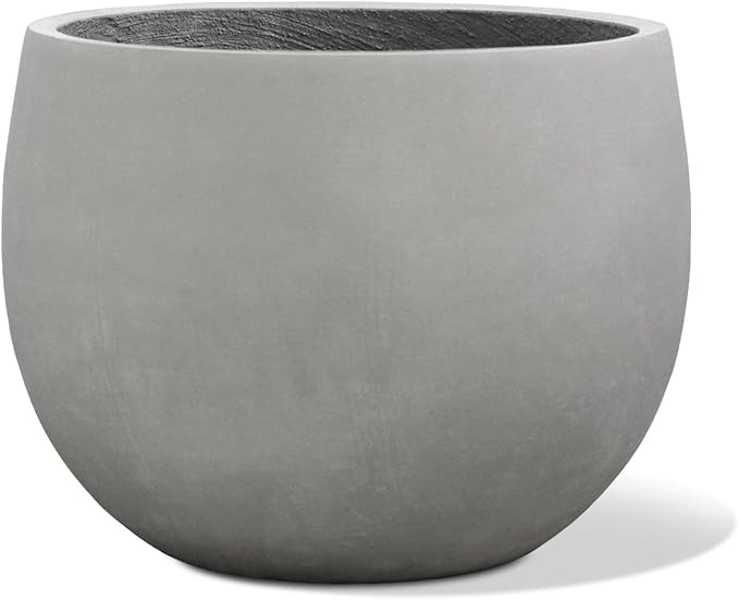 Ball Concrete Planter Outdoor Indoor, Large Tall Cement Plant Pots for Trees Flowers (Gray, 16 in... | Amazon (US)