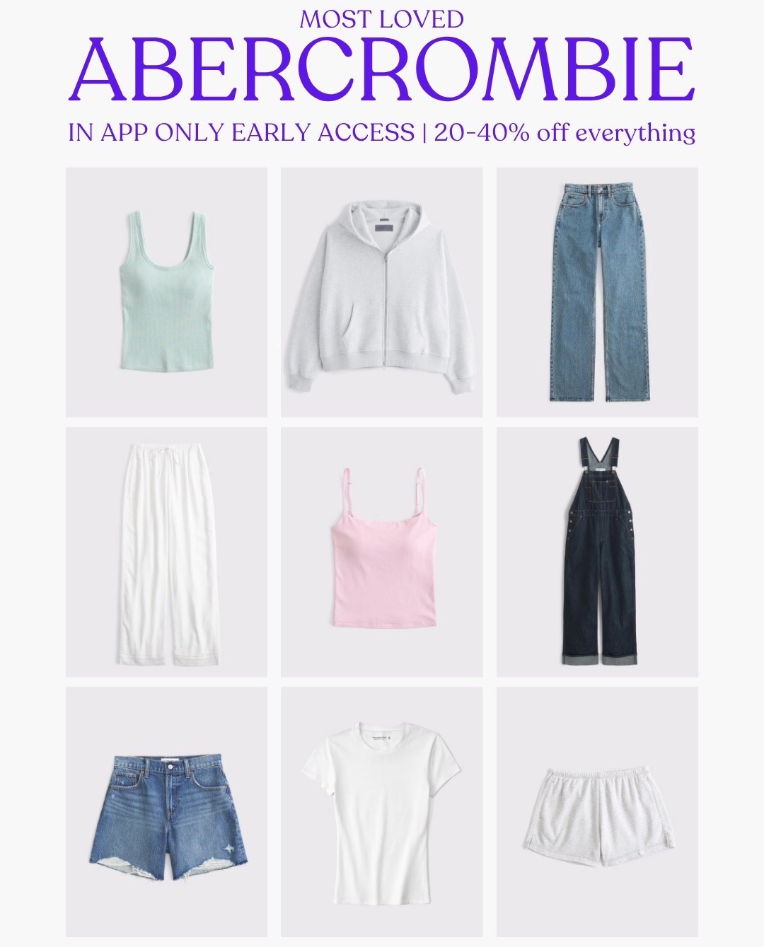 [6/24/26] Most Loved: Abercrombie In-App ONLY early access sale! 20-40% off everything 🤍

#LTKootd #LTKSeasonal #LTKSaleAlert