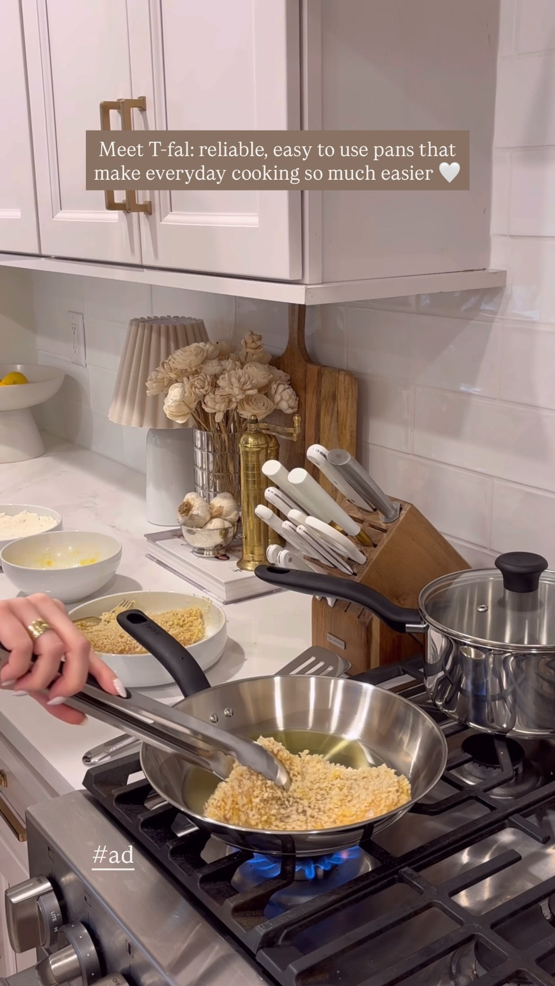 #ad Cooking dinner is so much easier with cookware you can rely on! 🤍 I’m using my @tfalusa cookware to make my favorite burrata basil chicken! You can shop this 12 pc Stainless Steel Cookware Set from @target below along with their other top products! 🫶🏼 Also sharing the recipe! #GiftedbyTfal #TfalCreator #TargetPartner #Target 
BURRATA BASIL CHICKEN: 
You need:
Chicken breasts, flour, egg, breadcrumbs, cherry tomatoes, garlic, lemon juice, white wine, burrata, basil, and balsamic glaze! 
Bread the chicken and start with flour, followed by egg, and then breadcrumbs. Add oil to pan and cook through on both sides.
Once chicken is fully cooked, add tomatoes to pan and blister! After they have cooked for a few minutes, add garlic, lemon juice, and white wine.
Plate chicken with tomato mixture, fresh burrata, balsamic glaze, and fresh basil! You can also add pasta on the side. Enjoy 🤍  @shop.ltk #ltkit 