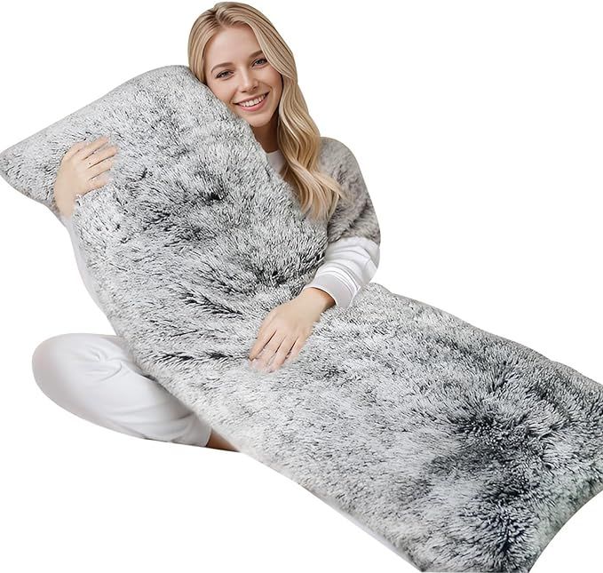 ZonLi Memory Foam Full Body Pillow Soft Cozy 20x54 Long Body Pillow with Removeable Plush Faux Fu... | Amazon (US)