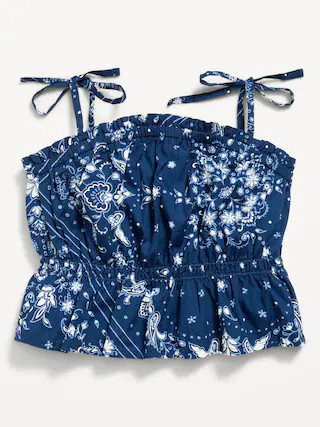 Printed Sleeveless Tie-Shoulder Top for Girls | Old Navy (US)