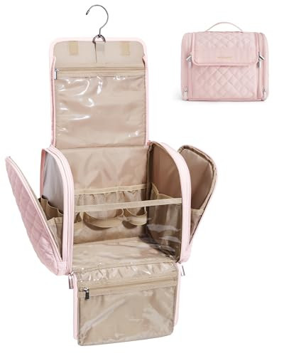 BAGSMART Travel Toiletry Bag, Large Capacity Cosmetic Bags for Women with Hanging Hook, Water-resistant for Toiletries Accessories Brushes Sponge, With Handle | Amazon (US)