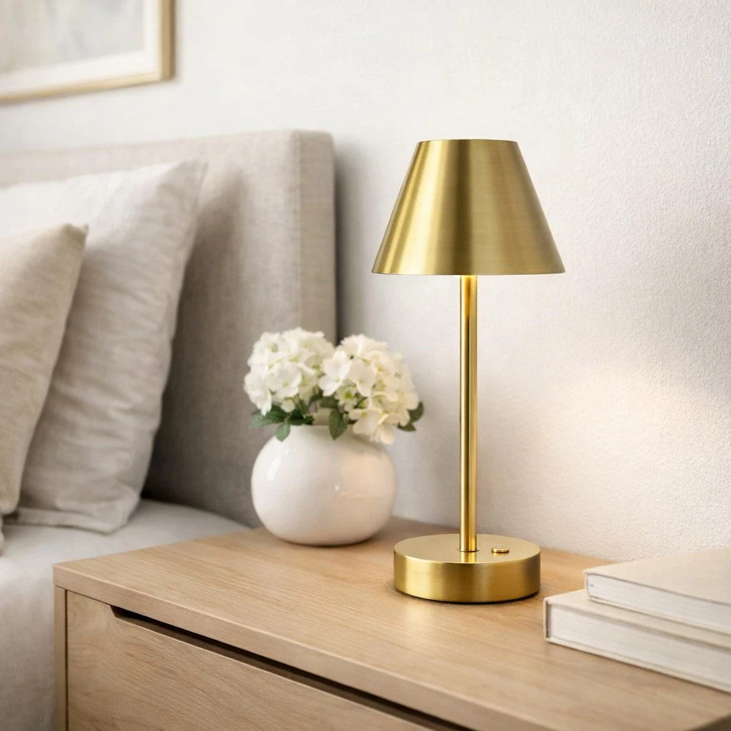 SUNLONG 5.00 in Plated Brass Ring Base Desk Light with LED Touch Switch Rechargeable LED Table Lamp one_size | DA-230920 | Lowe's