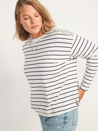 Long-Sleeve Vintage Loose Striped Easy T-Shirt for Women | Old Navy (CA)
