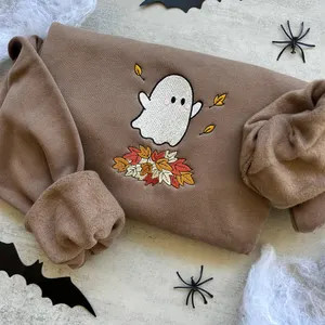Embroidered Fall Ghost Sweatshirt, Autumn Cozy Season Sweatshirt, Pumpkin, Embroidered Mushroom S... | Etsy (Global)