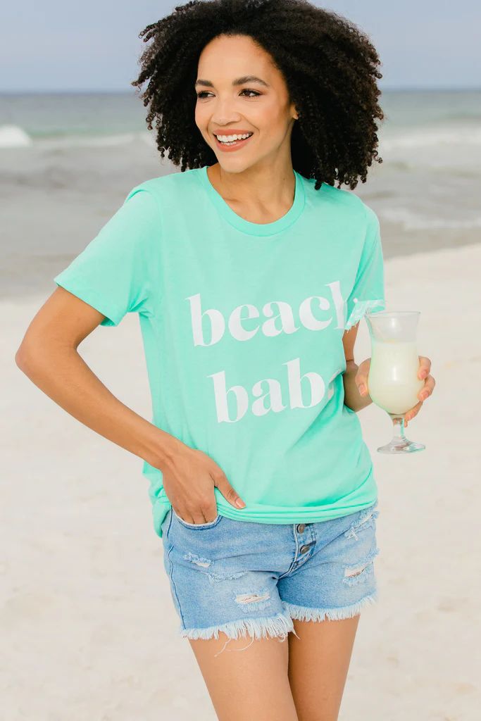 Beach Babe Mint Green Graphic Tee | The Mint Julep Boutique