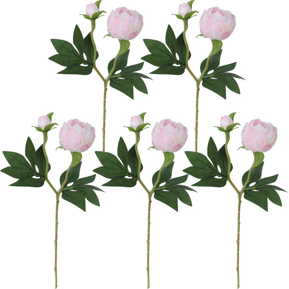 5Pcs Realistic Artificial Peony Flowers,17.7 Inch Double Heads Silk Fake Peonies Flowers with Lon... | Wayfair North America