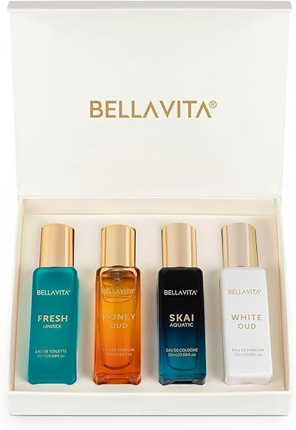 BellaVita Luxury Unisex Cologne Gift Set (4x20ml) | Fragrances Includes Honey OUD, SKAI, FRESH & ... | Amazon (US)