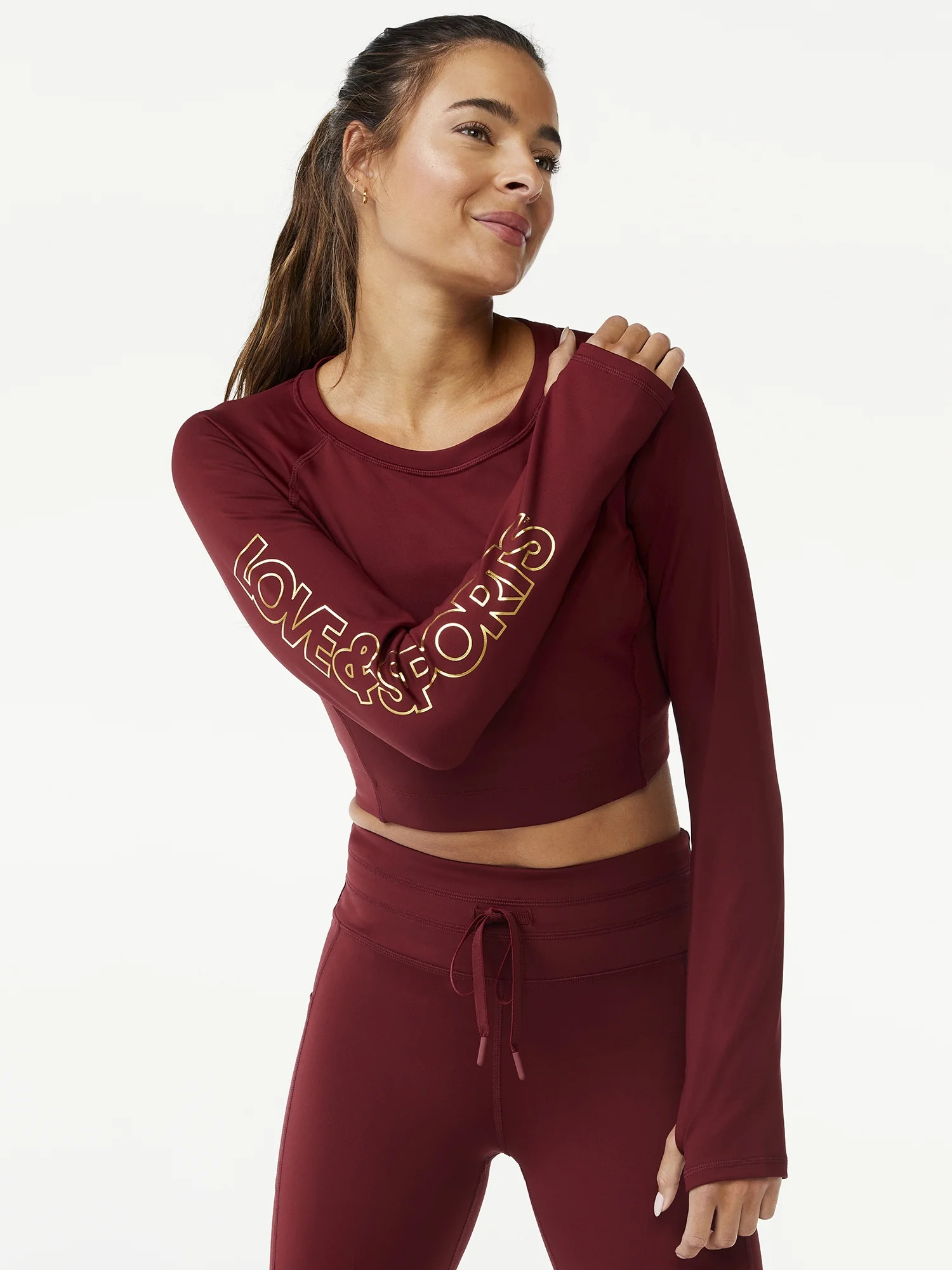 Love & Sports Women’s Long Sleeve Cropped Tee | Walmart (US)