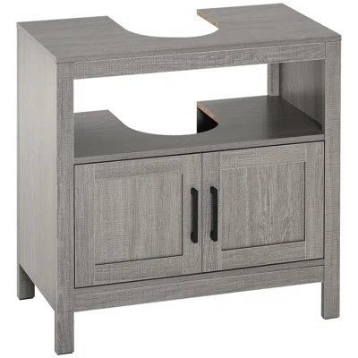 Kleankin Pedestal Sink Storage Cabinet, Bathroom Under Sink Cabinet With 2 Doors And Open Shelf, Bathroom Vanity, Gray | Wayfair North America