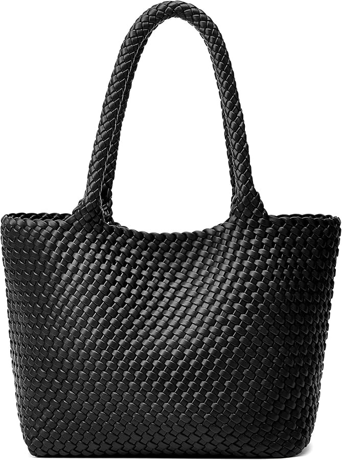 Woven Tote Bag Womens Purse: Vegan Leather Shoulder Handbags - Fashion Summer Beach Tote Bags - L... | Amazon (US)