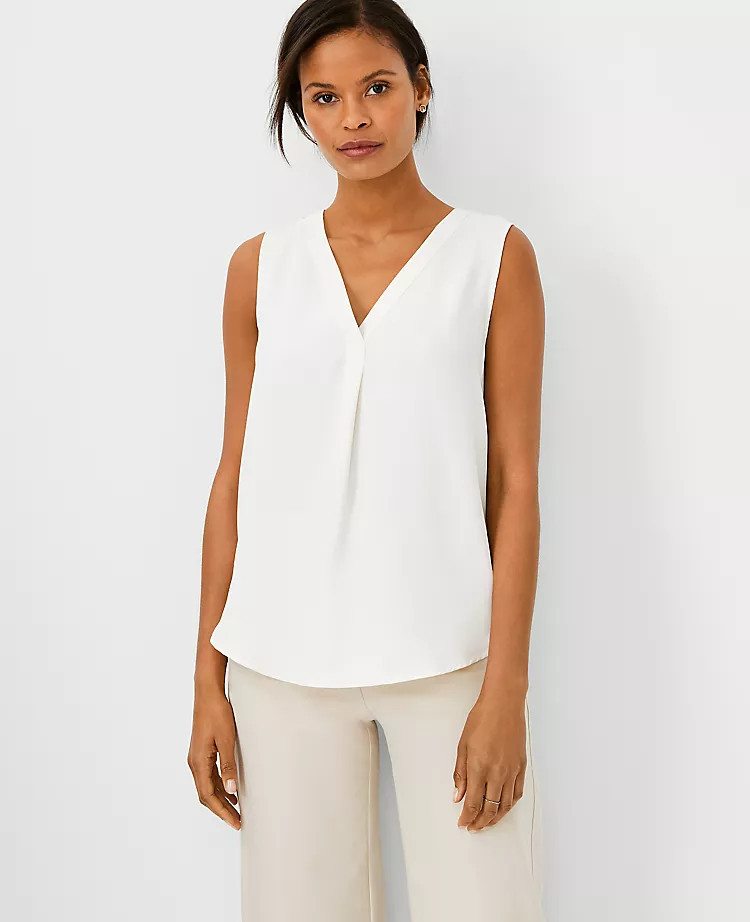 Mixed Media Pleat Front Top | Ann Taylor (US)