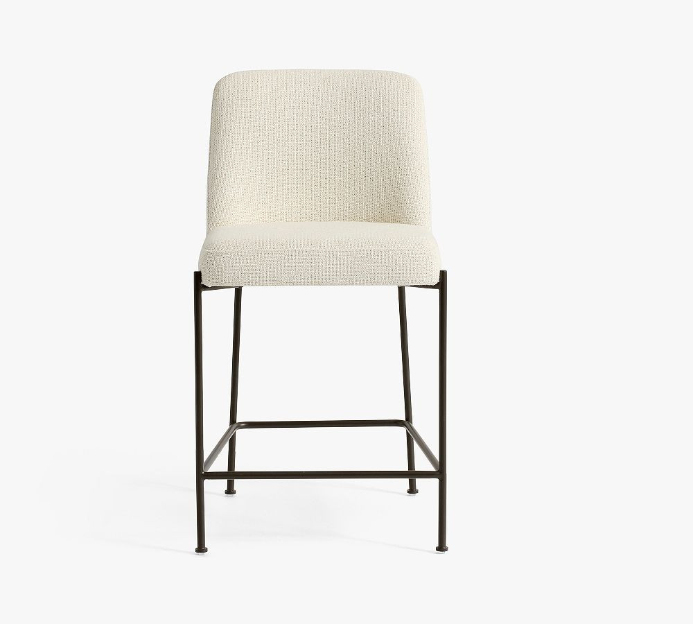 Layton Upholstered Metal Stool | Pottery Barn (US)