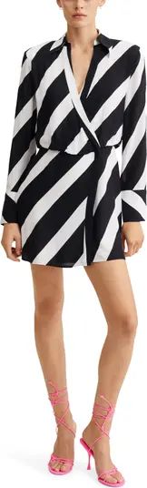Stripe Long Sleeve Satin Wrap Dress | Nordstrom