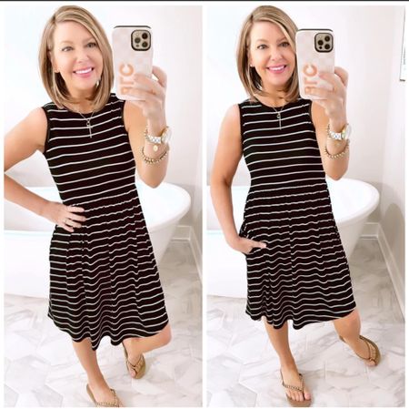 GO! Selling fast! My black and white striped stretchy dress with pockets is down to $12 right now! ￼🙌￼ I’m wearing an XS! (Reg. $35) 

Xo, Brooke

#LTKFestival #LTKstyletip #LTKSeasonal