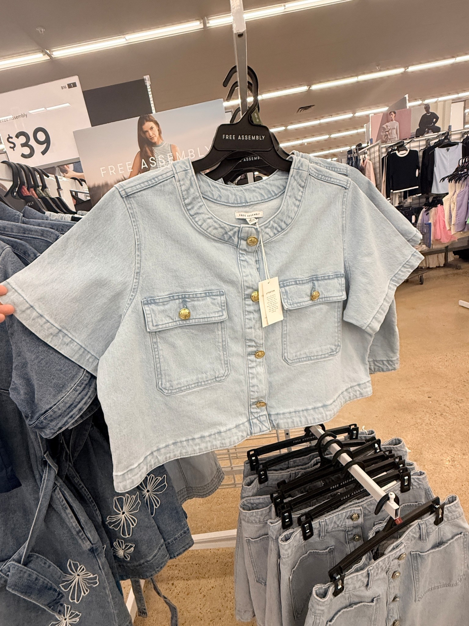Walked by this cute cropped denim shirt at Walmart 😍 the material is not stiff like usually denim, it has stretch. You can dress this up or down, wear it buttoned or unbuttoned with a tee under. 

#LTKMidsize #LTKgrwm