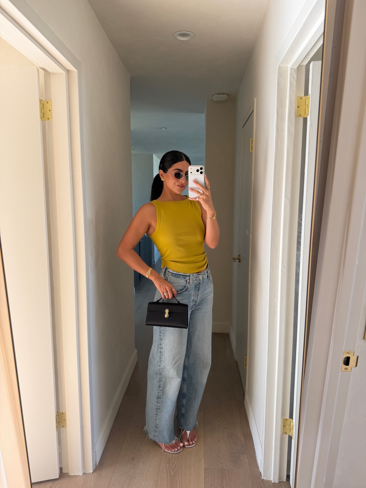 Pop of color tank 
Tank: small
Jeans: 27

#LTKootd
