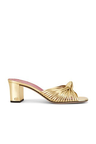 Valentino Garavani Annet Slide in Metallic Gold | FWRD 