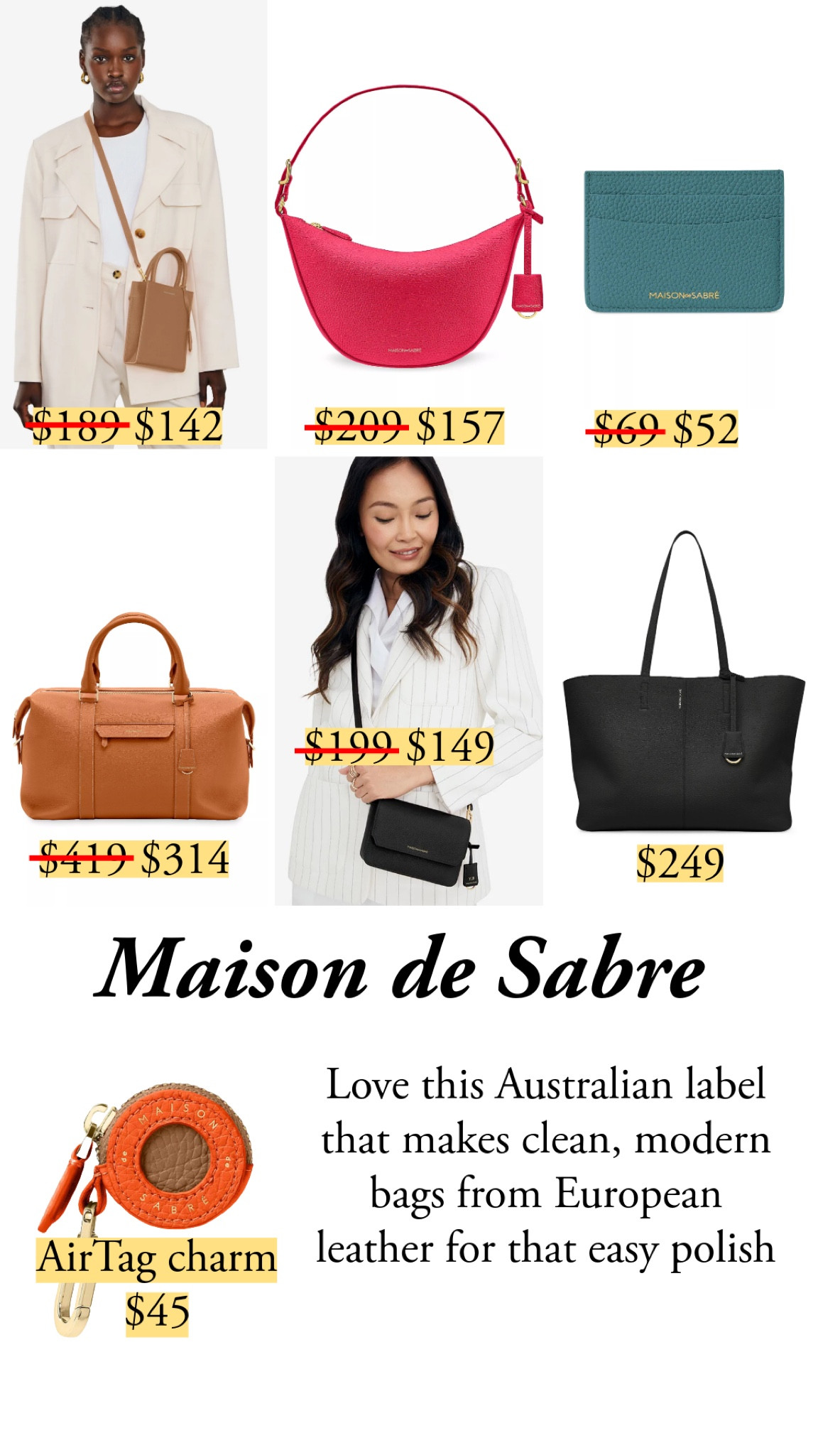 Love this Australian label that makes clean, modern bags from European leather for that easy polish. Don’t miss the AirTag charm – it’s a compliment magnet. 

#LTKtravel #LTKfindsunder50 #LTKitbag