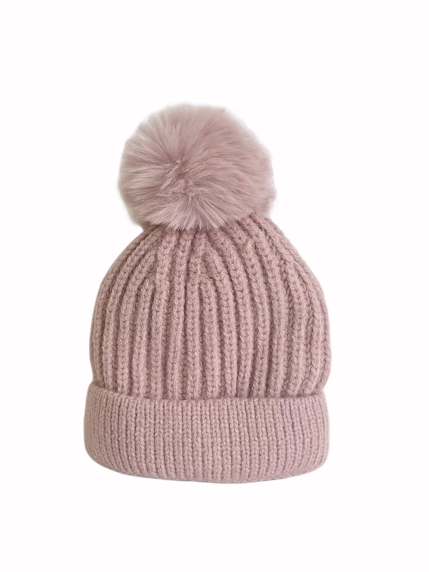 Luckinbaby Baby Winter Warm Knit Hat, Classic Beanie Cap with Fur Pom Pom - Walmart.com | Walmart (US)