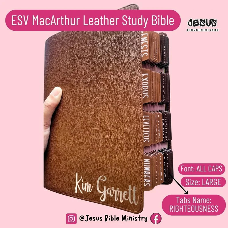 PERSONALIZE Bible, ESV, Macarthur Study Bible, 2nd Edition, Premium Goatskin Leather, Brown, Holy... | Etsy (US)