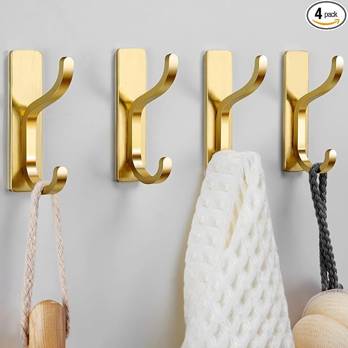 Self Adhesive Wall Hooks for Hanging: Stick-On Hooks Hold 13 LB, Coat Hook,Towel Hooks For Bathro... | Amazon (US)