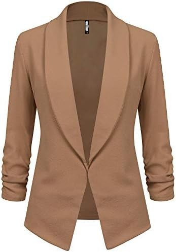 Lock and Love Women 3/4 Sleeve Blazer Open Front Cardigan Jacket Work Office Blazer | Amazon (US)