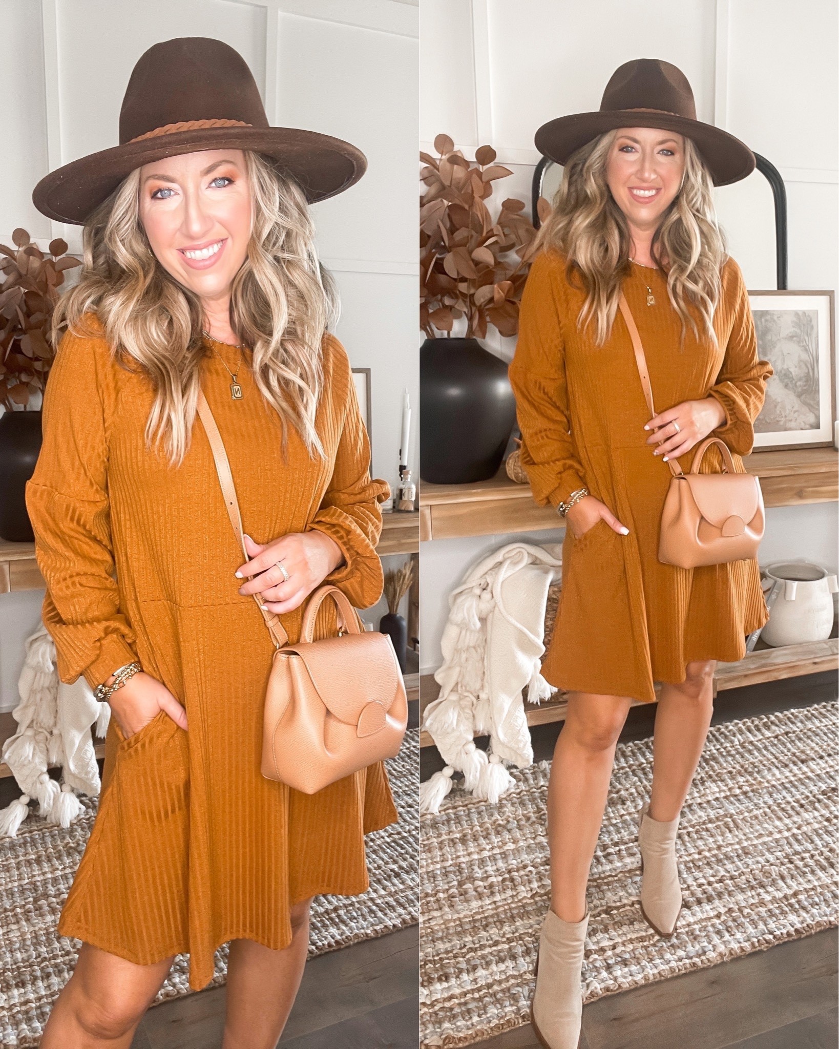 Amazon fashion amazon finds fall dress with pockets size small fall fashion fashion outfit tan booties 

#LTKunder50 #LTKSeasonal