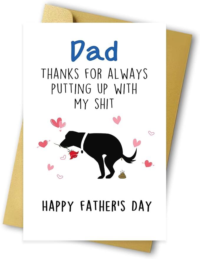 Happy Dog Fathers Day Card Gift from Dog, Cute Dog Dad Father’s Day Card from Son Daughter, Bes... | Amazon (US)
