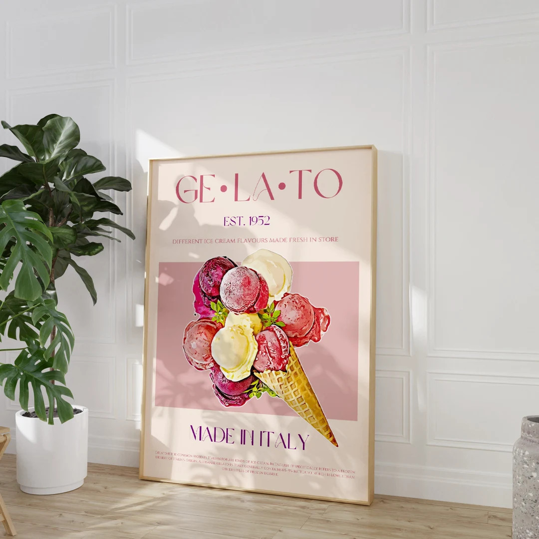 Gelato Print, Italian Poster, Ice Cream Poster, Digital Download, Large Downloadable Print, Moder... | Etsy (US)