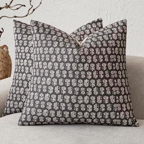 Foindtower Set of 2 Decorative Vintage Floral Print Throw Pillow Covers Neutral Modern Farmhouse ... | Amazon (US)