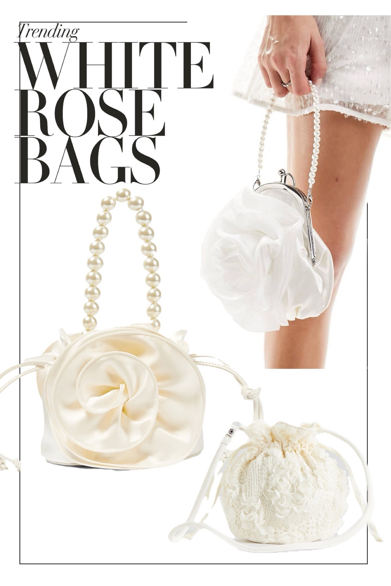 White rose bags 🤍
Magda Butrym | Appliqué flower bag | Wedding handbag | White silk | Wedding guest outfit idea 

#LTKwedding #LTKparties #LTKitbag