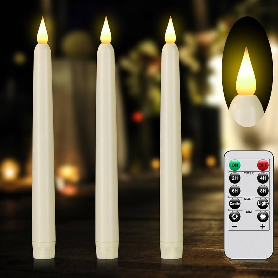 Flameless Taper Candles with Remote Control and Timer, Battery Operated LED Candlesticks with Fli... | Amazon (US)