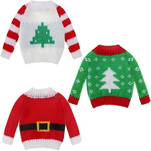 3 Pieces Christmas Elf Accessories Christmas Clothes Shelf Accessory Sweater Set Elf Doll Knitted... | Amazon (US)