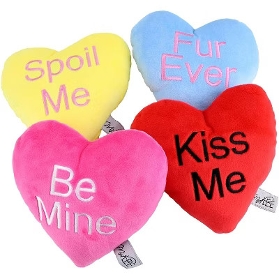 Midlee Candy Heart Valentine's Dog Toy- Set of 4 | Target