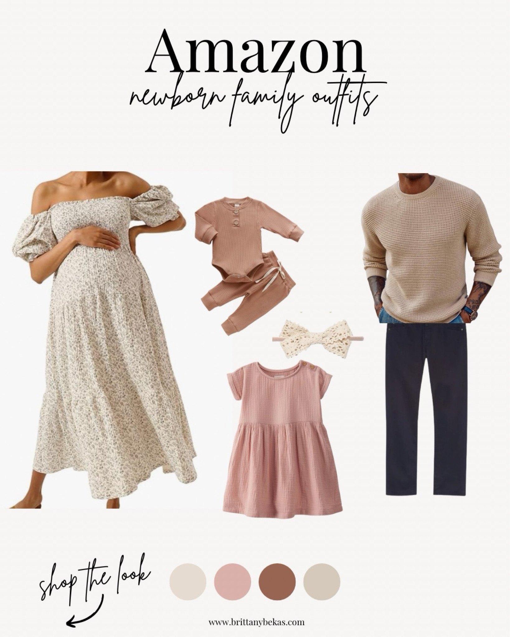 Newborn family photo outfit from Amazon.

For mom, consider a flowy dress that covers your chest. With newborn photos you will want someone that works for your postpartum body. 

Newborn family photo outfits - newborn outfits - neutral family photo outfits - in-home family picture outfits - spring family pictures - maternity family photos - maternity dress - Amazon outfits - Amazon fashion - men picture outfits 

#LTKfamily #LTKbump #LTKbaby