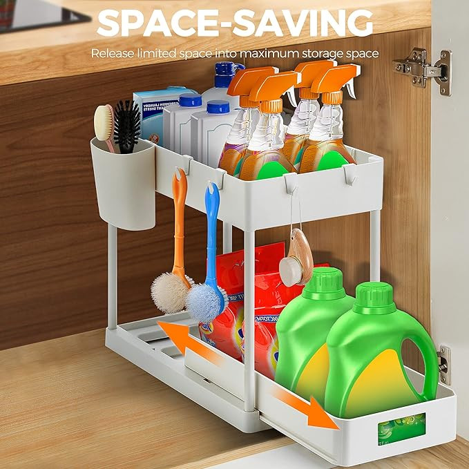 Ravinte 2 Pack Pull Out Under Sink Organizer 2 Tier Multi Purpose Sink Organizers S... | Amazon (US)