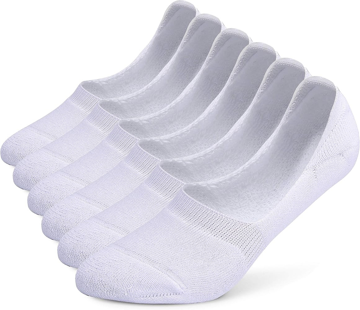 Leotruny 6 Pairs Unisex Thick Cushion Athletic Cotton Non Slip Low Cut Flat Liner No Show Socks | Amazon (US)