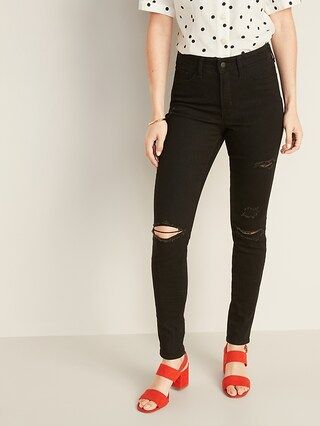 High-Waisted Distressed Pop Icon Skinny Jeans For Women | Old Navy (US)