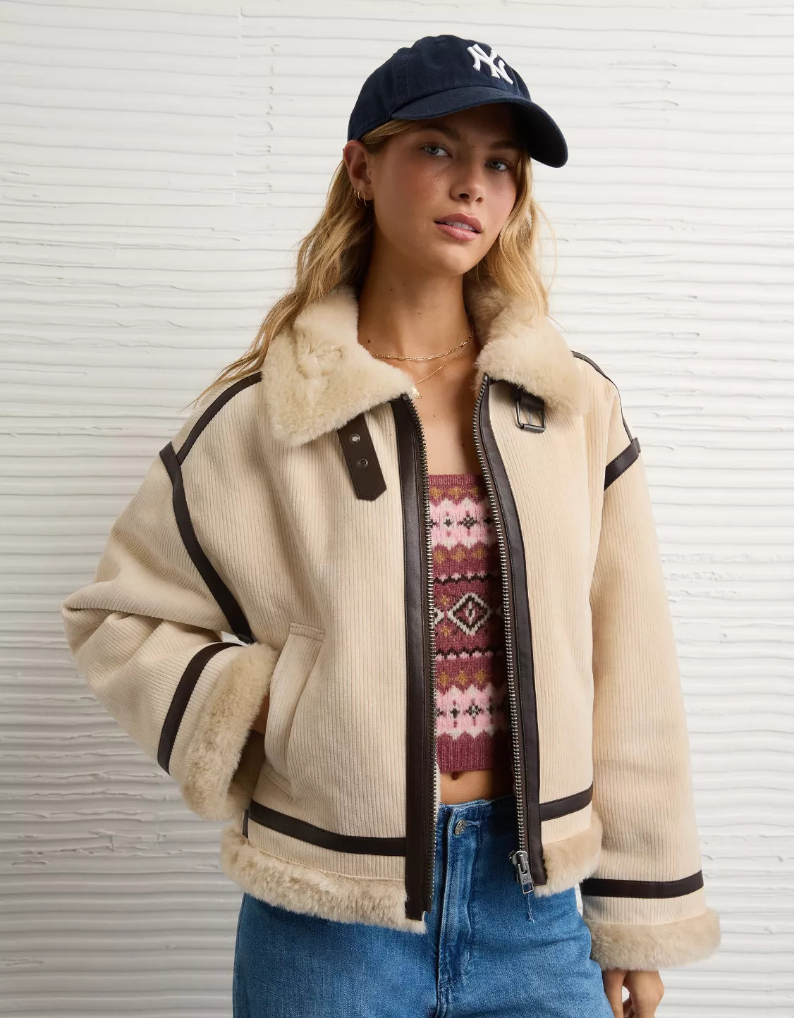 AE Cropped Corduroy Bomber Jacket | American Eagle Outfitters (US & CA)