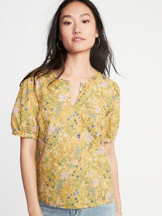 Floral Twill Puff-Sleeve Blouse for Women | Old Navy US