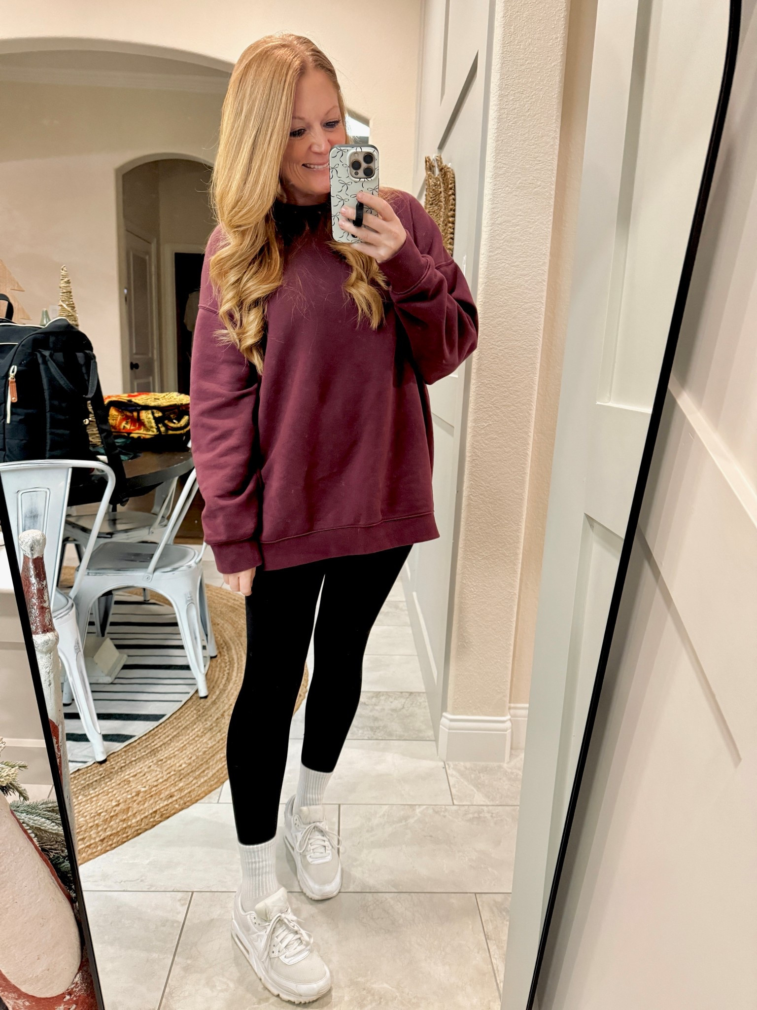 Favorite $10 sweatshirt!

Walmart crewneck: wearing an XL for length
Aerie leggings (always): M

#LTKOver40 #LTKFindsUnder50