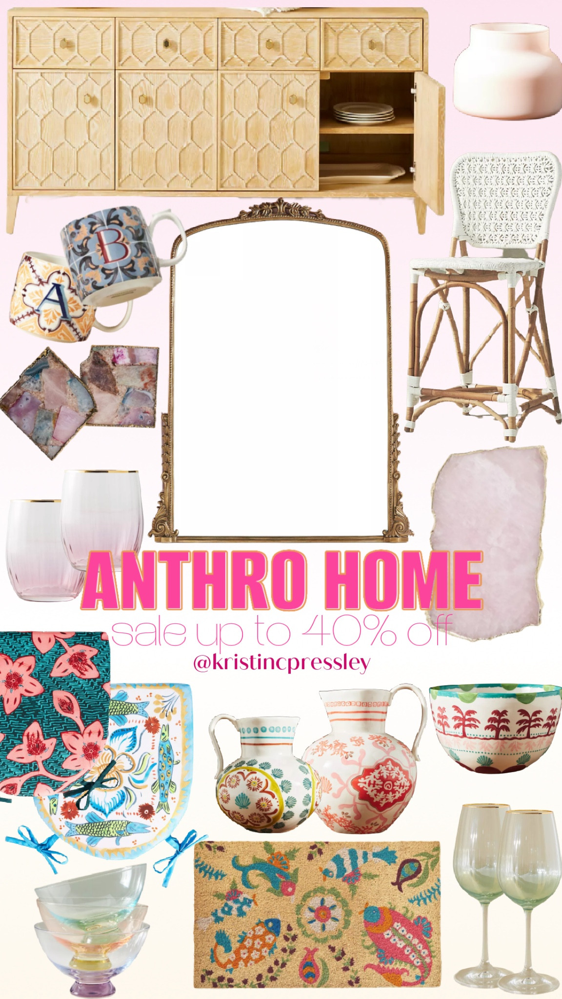 Anthropologie home sale. Viral mirror. Spring home refresh. Bar stool. Vase. Serving bowl. Initial mug. Capri blue candle. Wine glass set. Coasters. Outdoor home. 

#LTKSeasonal #LTKhome #LTKsalealert