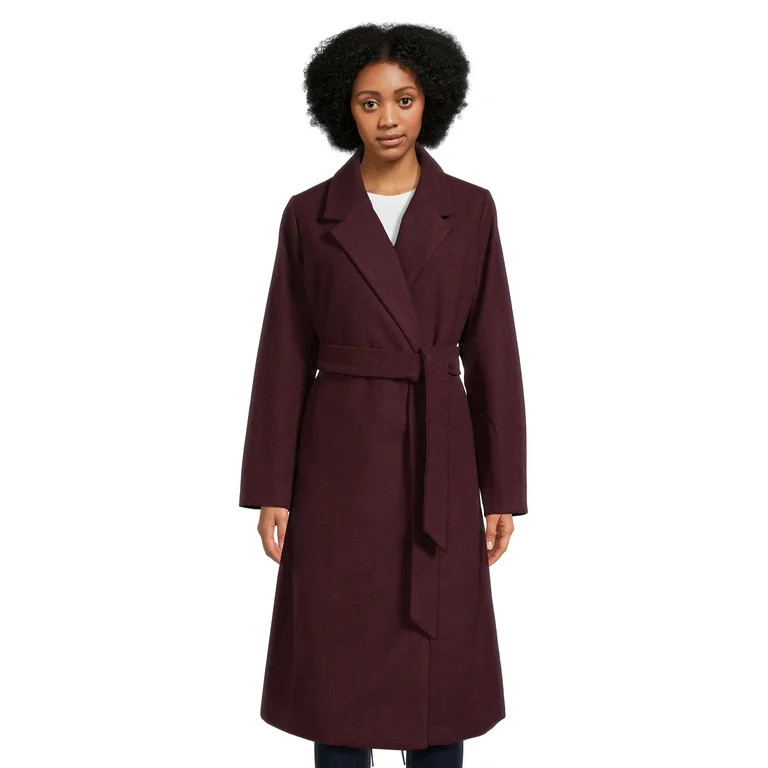 Jason Maxwell Women's and Women's Plus Long Coat with Tie Belt, Sizes S-3X | Walmart (US)