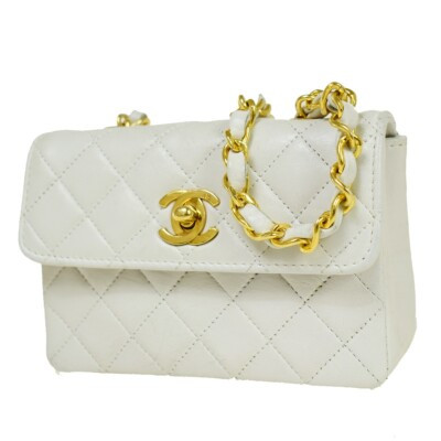 CHANEL CC Mini Mini Matelasse Chain Shoulder Bag Leather White Vintage 769RC315 | eBay US