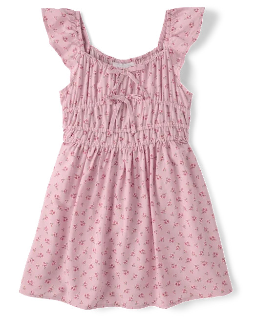 Girls Floral Bow Flutter Dress - purple | The Children's Place